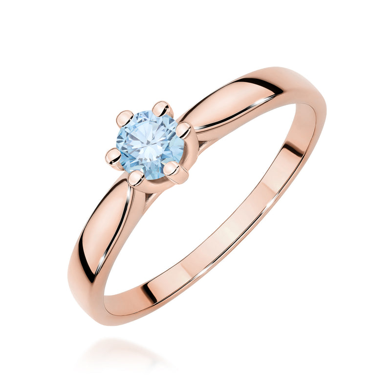 Inel Aur 14K cu Diamant Albastru de Laborator 0.30 ct, imaginea 5 din 12