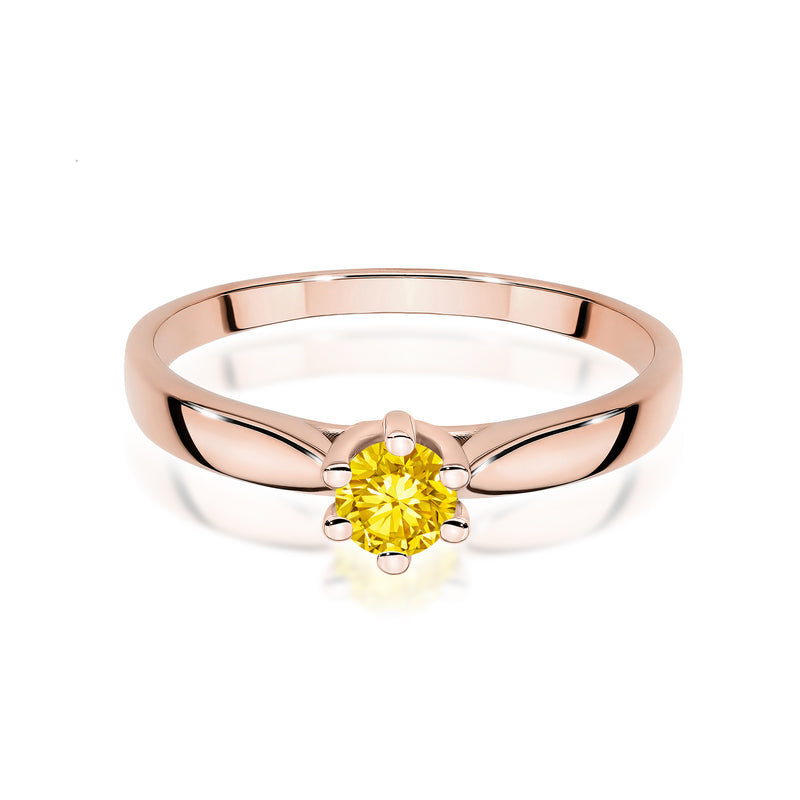 Inel Aur 14K cu Diamant Galben de Laborator 0.30 ct, imaginea 6 din 12