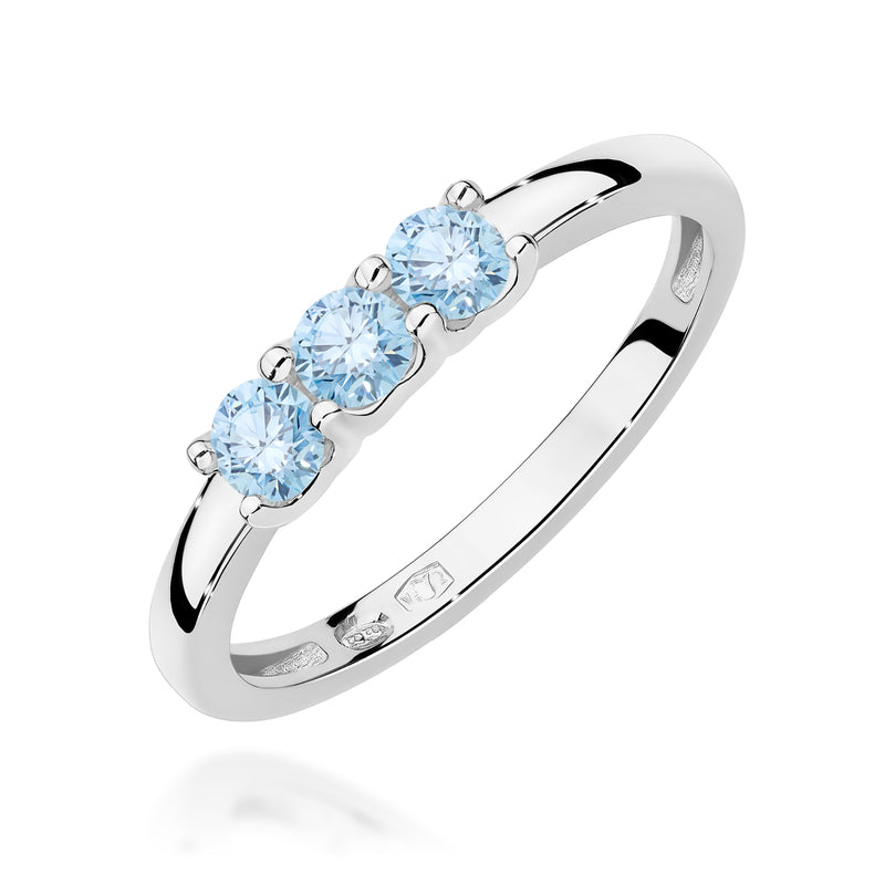 Inel Aur 14K cu Diamante Albastre de Laborator 0.30 ct, imaginea 9 din 12