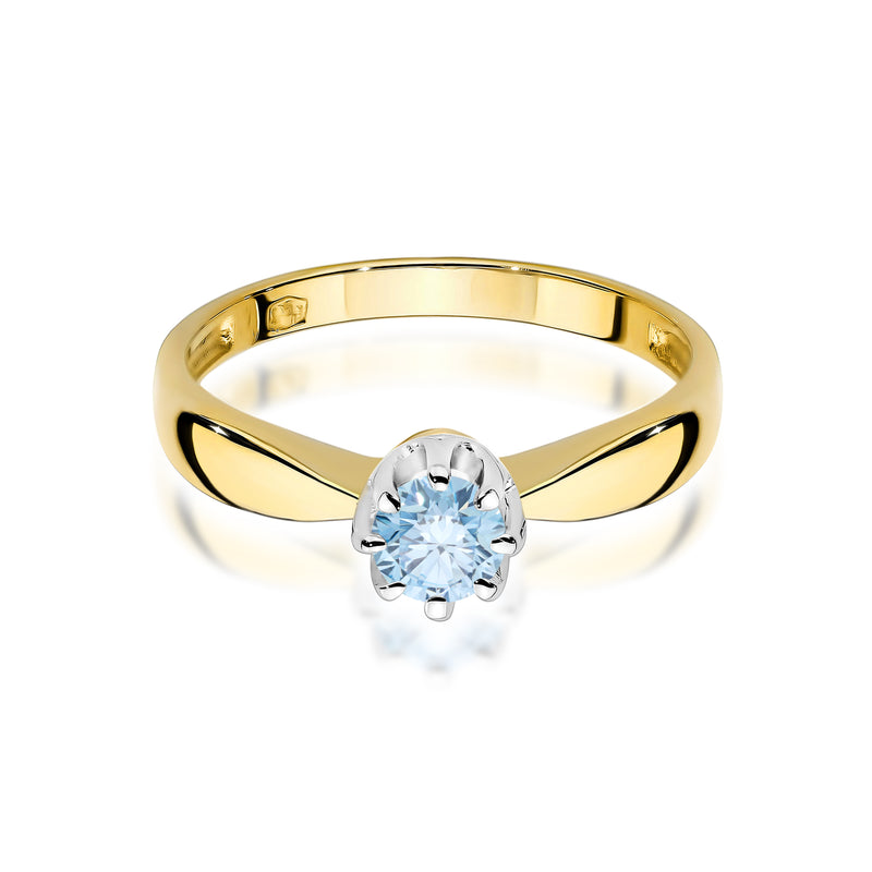 Inel Aur 9K cu Diamant Albastru de Laborator 0.30 ct, imaginea 2 din 8
