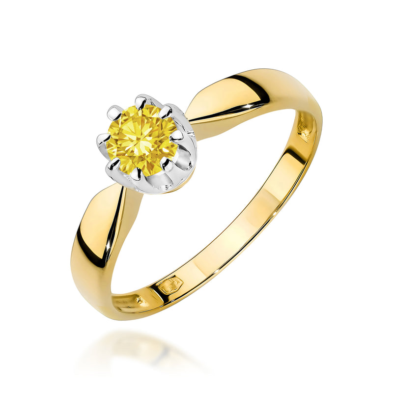 Inel Aur 9K cu Diamant Galben de Laborator 0.50 ct — Aur galben