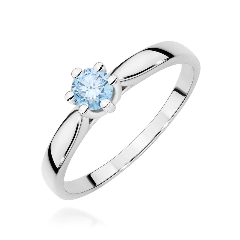 Inel Aur 9K cu Diamant Albastru de Laborator 0.30 ct, imaginea 5 din 8