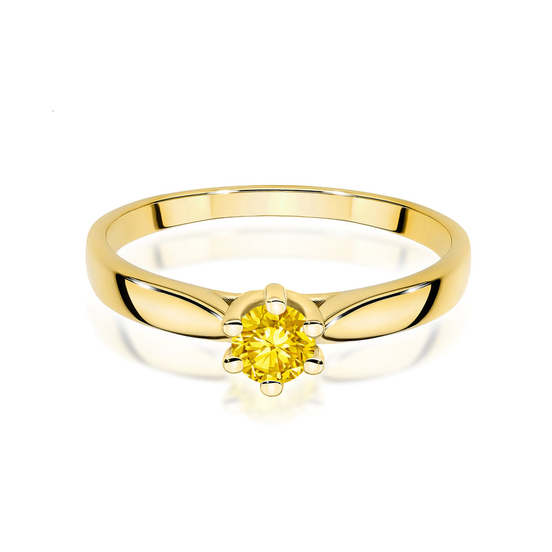 Inel Aur 9K cu Diamant Galben de Laborator 0.30 ct, imaginea 2 din 8