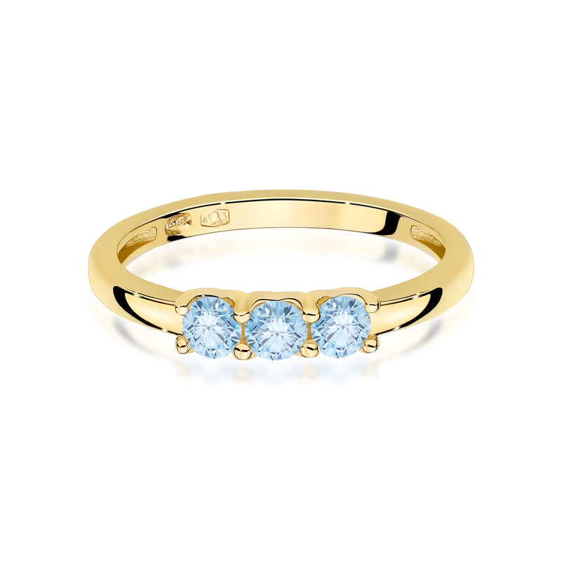 Inel Aur 9K cu Diamante Albastre de Laborator 0.30 ct, imaginea 2 din 8