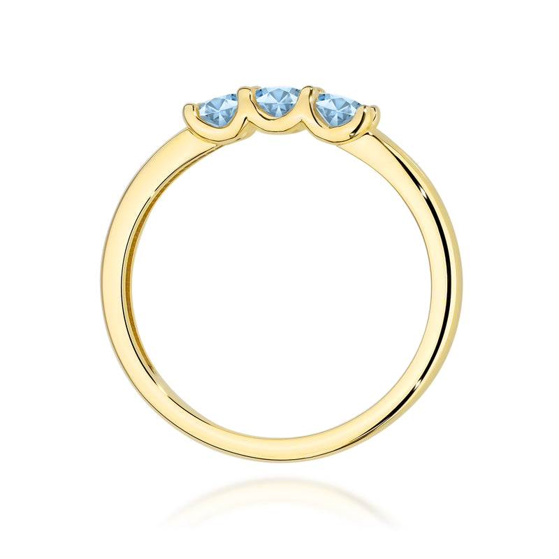 Inel Aur 9K cu Diamante Albastre de Laborator 0.30 ct, imaginea 3 din 8