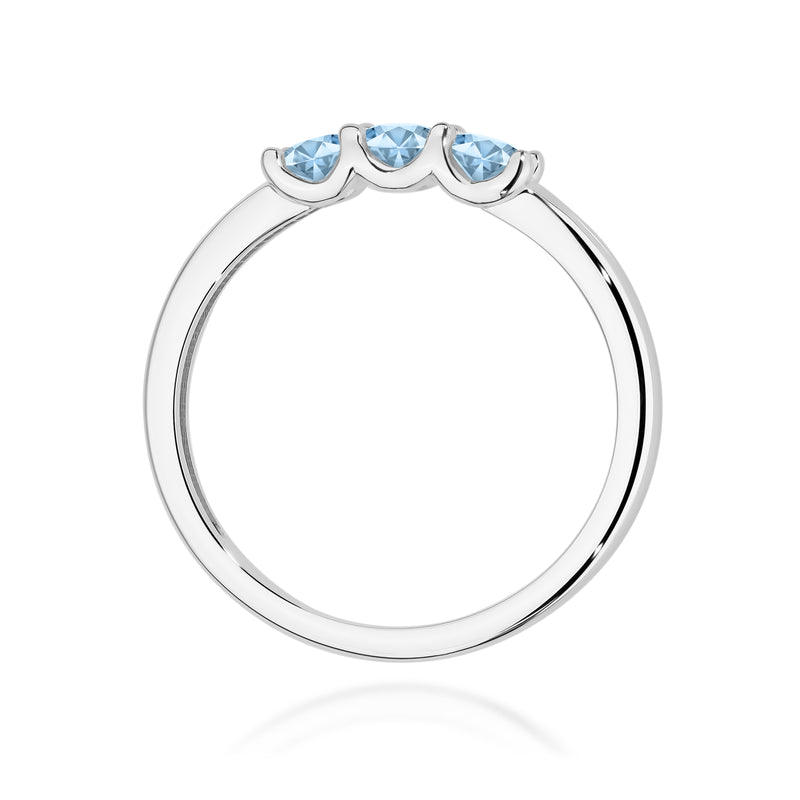 Inel Aur 9K cu Diamante Albastre de Laborator 0.30 ct, imaginea 7 din 8