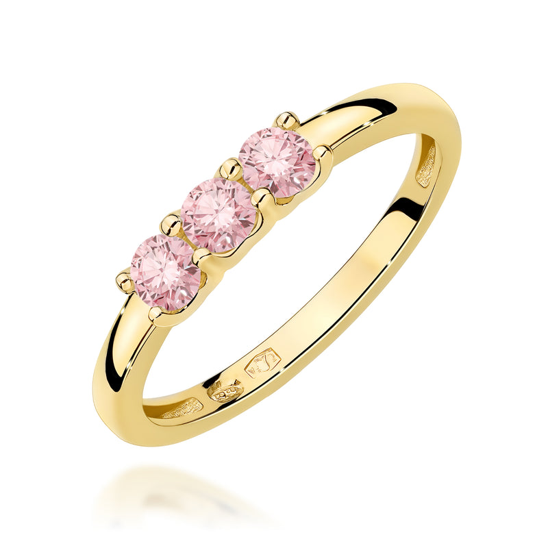 Inel Aur 9K cu Diamante Roz de Laborator 0.30 ct — Aur galben