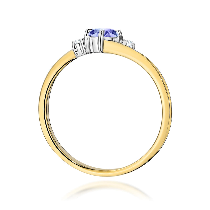 Inel Aur 9K cu Tanzanit 0.35 ct si Diamante Naturale 0.03 ct, imaginea 3 din 8