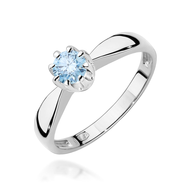 Inel Aur 14K cu Diamant Albastru de Laborator 0.30 ct, imaginea 9 din 12