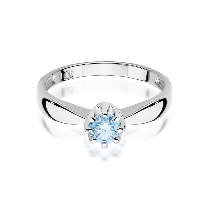 Inel Aur 14K cu Diamant Albastru de Laborator 0.30 ct, imaginea 10 din 12