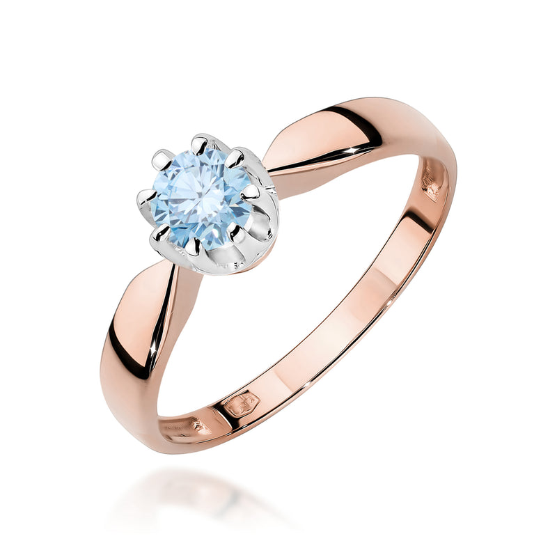 Inel Aur 14K cu Diamant Albastru de Laborator 0.50 ct, imaginea 4 din 9