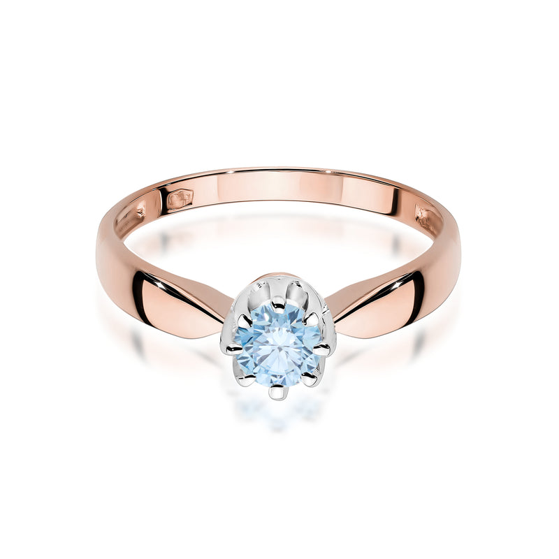 Inel Aur 14K cu Diamant Albastru de Laborator 0.50 ct, imaginea 5 din 9