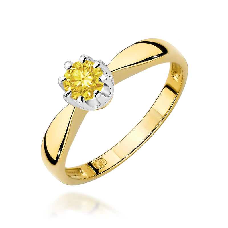 Inel Aur 14K cu Diamant Galben de Laborator 0.30 ct — Aur galben