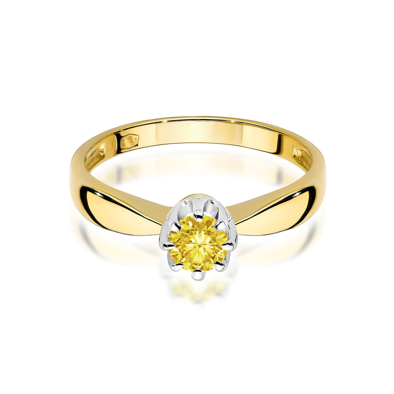 Inel Aur 14K cu Diamant Galben de Laborator 0.30 ct, imaginea 2 din 12
