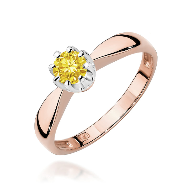 Inel Aur 14K cu Diamant Galben de Laborator 0.30 ct, imaginea 5 din 12