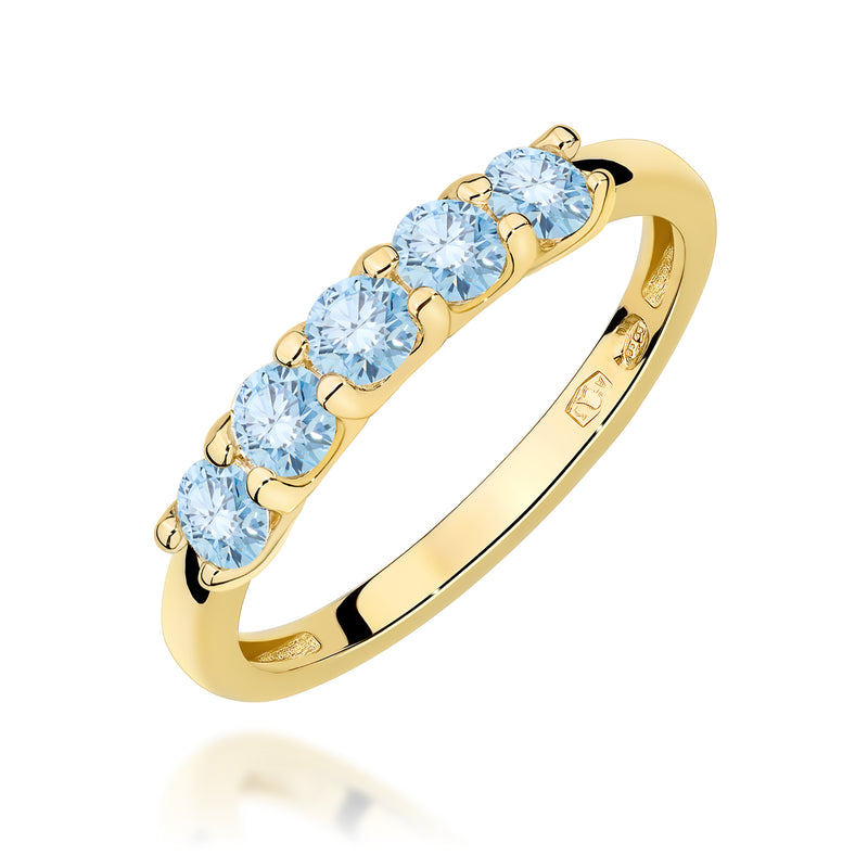 Inel Aur 14K cu Diamante Albastre de Laborator 0.50 ct — Aur galben
