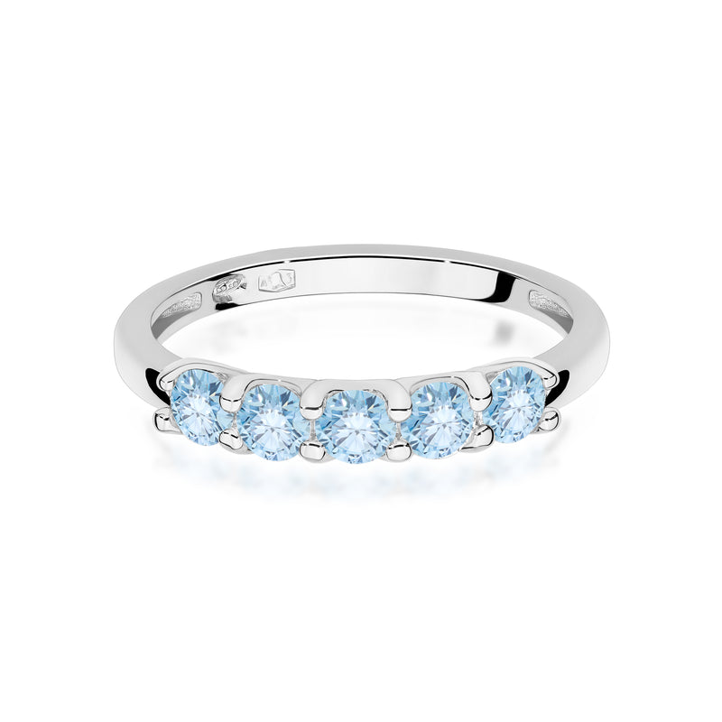 Inel Aur 14K cu Diamante Albastre de Laborator 0.50 ct, imaginea 10 din 12