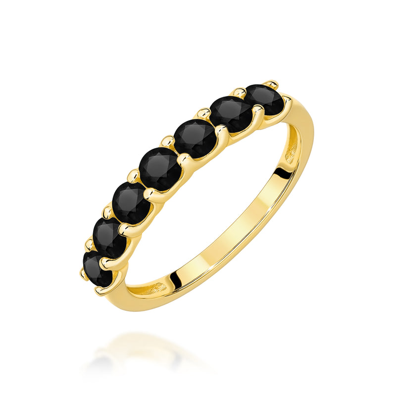 Inel Aur 14K cu Diamante Naturale Negre 0.84 ct — Aur galben