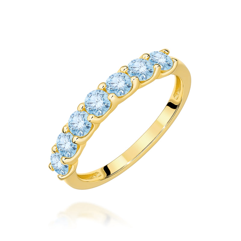 Inel Aur 14K cu Diamante Albastre de Laborator 0.70 ct — Aur galben