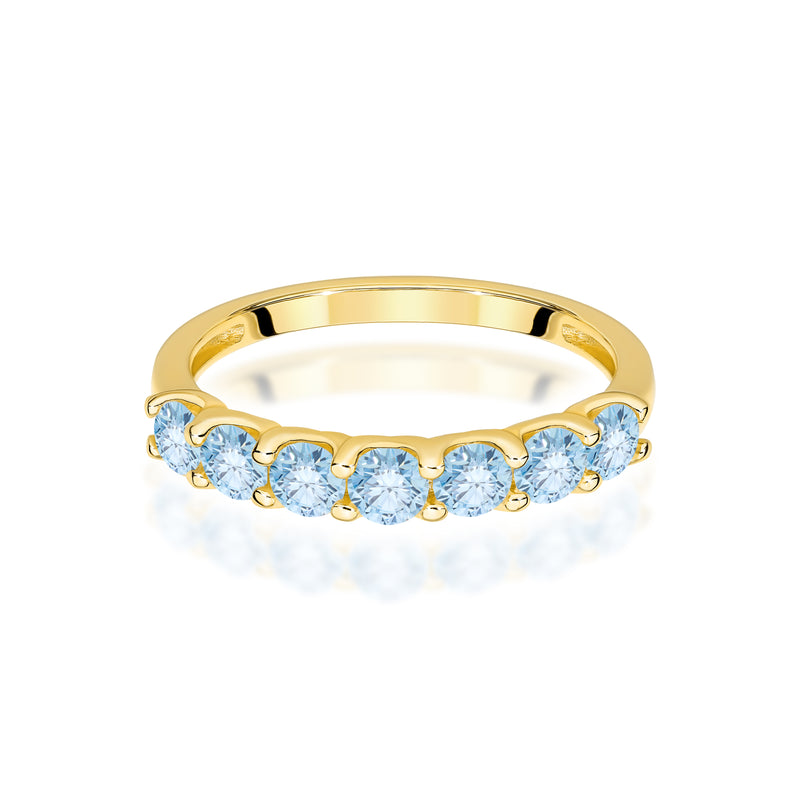 Inel Aur 14K cu Diamante Albastre de Laborator 0.70 ct, imaginea 2 din 12