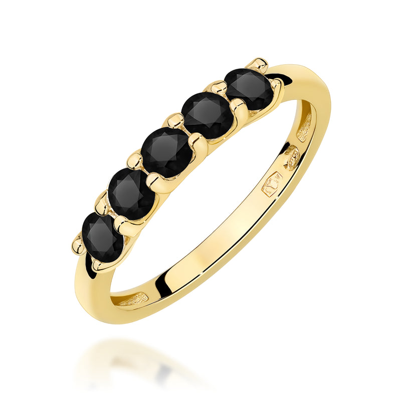 Inel Aur 9K cu Diamante Naturale Negre 0.60 ct — Aur galben
