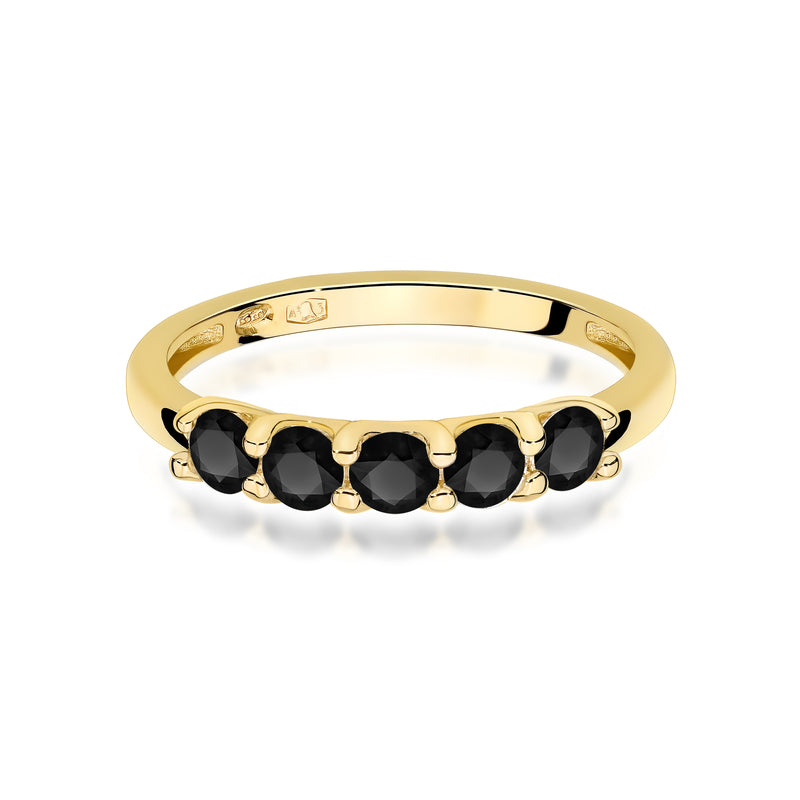 Inel Aur 9K cu Diamante Naturale Negre 0.60 ct, imaginea 2 din 8