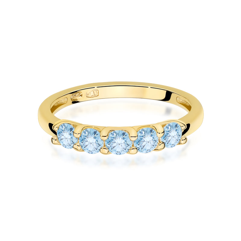 Inel Aur 9K cu Diamante Albastre de Laborator 0.50 ct, imaginea 2 din 8