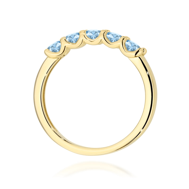 Inel Aur 9K cu Diamante Albastre de Laborator 0.50 ct, imaginea 3 din 8