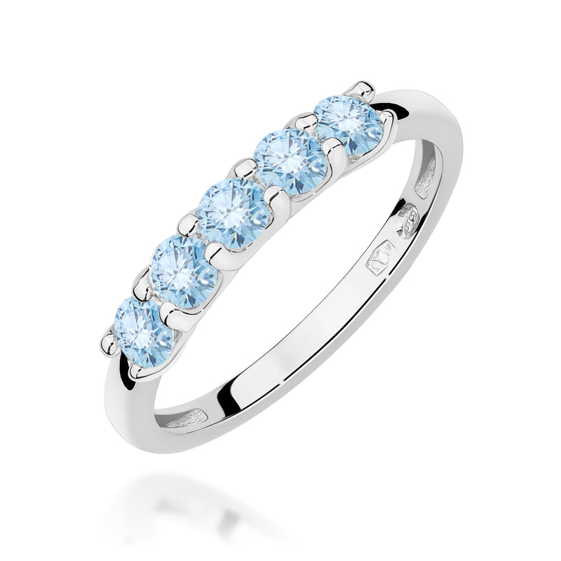 Inel Aur 9K cu Diamante Albastre de Laborator 0.50 ct, imaginea 5 din 8