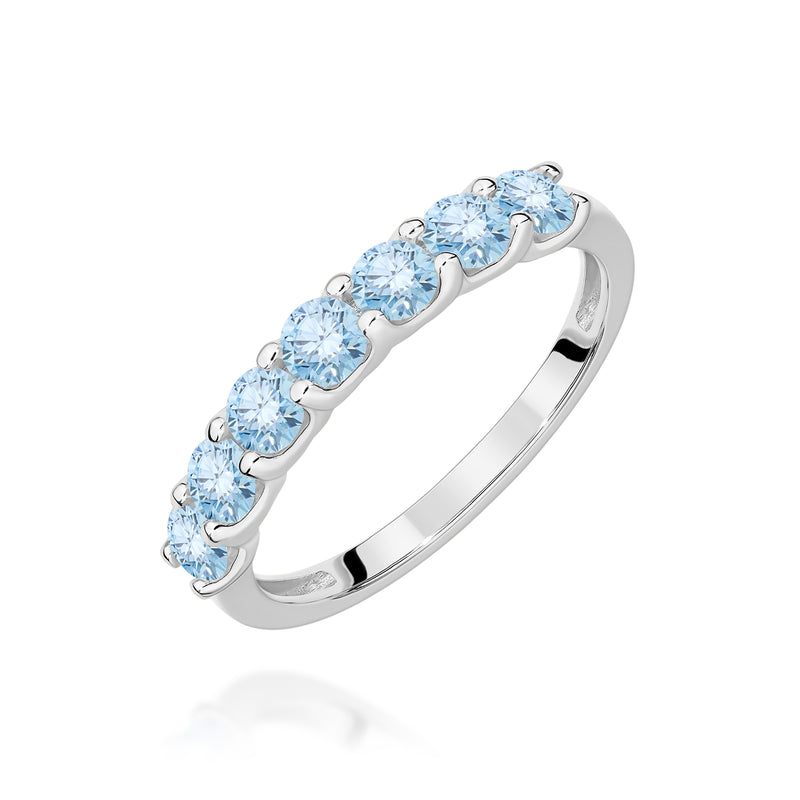 Inel Aur 9K cu Diamante Albastre de Laborator 0.70 ct, imaginea 5 din 8