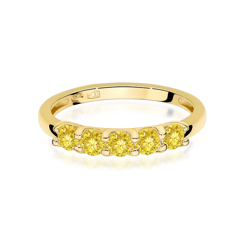Inel Aur 9K cu Diamante Galbene de Laborator 0.50 ct, imaginea 2 din 8