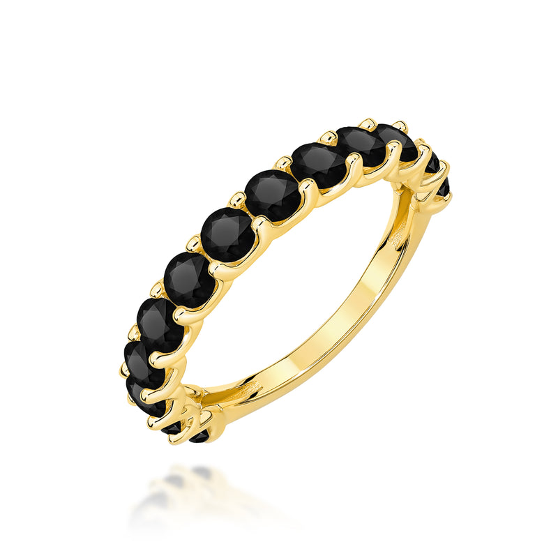 Inel Aur 14K cu Diamante Naturale Negre 1.56 ct — Aur galben