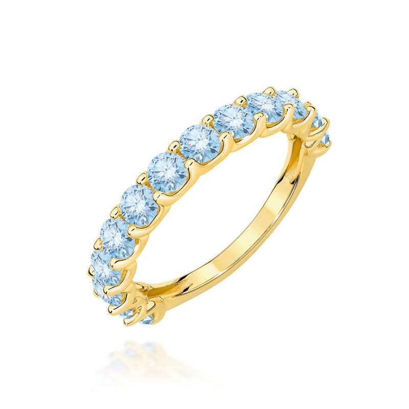 Inel Aur 14K cu Diamante Albastre de Laborator 1.30 ct — Aur galben
