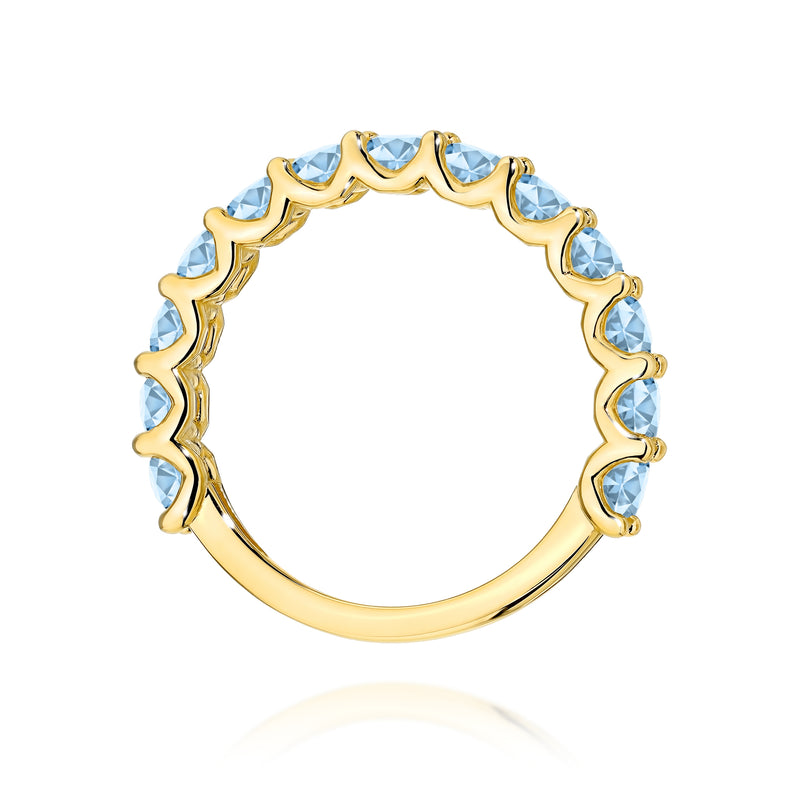 Inel Aur 14K cu Diamante Albastre de Laborator 1.30 ct, imaginea 3 din 12