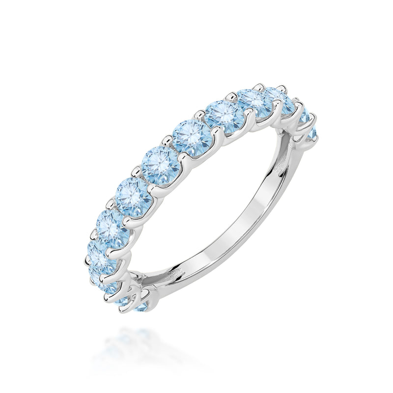 Inel Aur 14K cu Diamante Albastre de Laborator 1.30 ct, imaginea 9 din 12