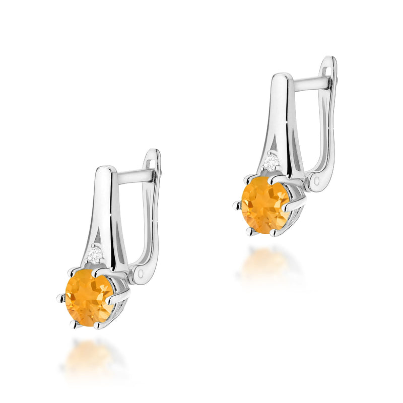 Cercei Aur 14K cu Citrin 0.50 ct si Diamante Naturale 0.03 ct, imaginea 5 din 6