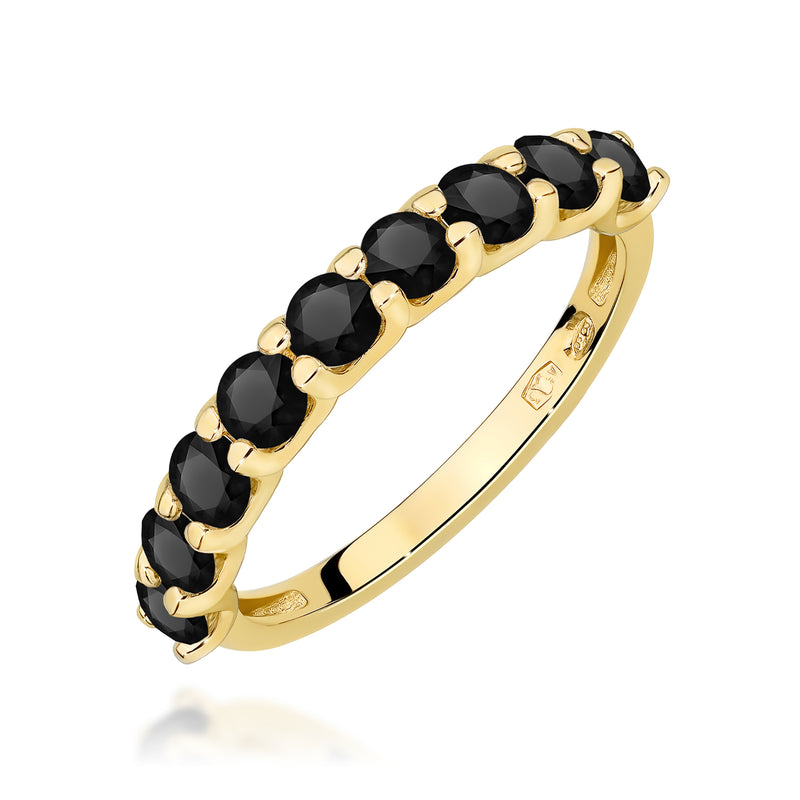 Inel Aur 14K cu Diamante Naturale Negre 1.08 ct — Aur galben