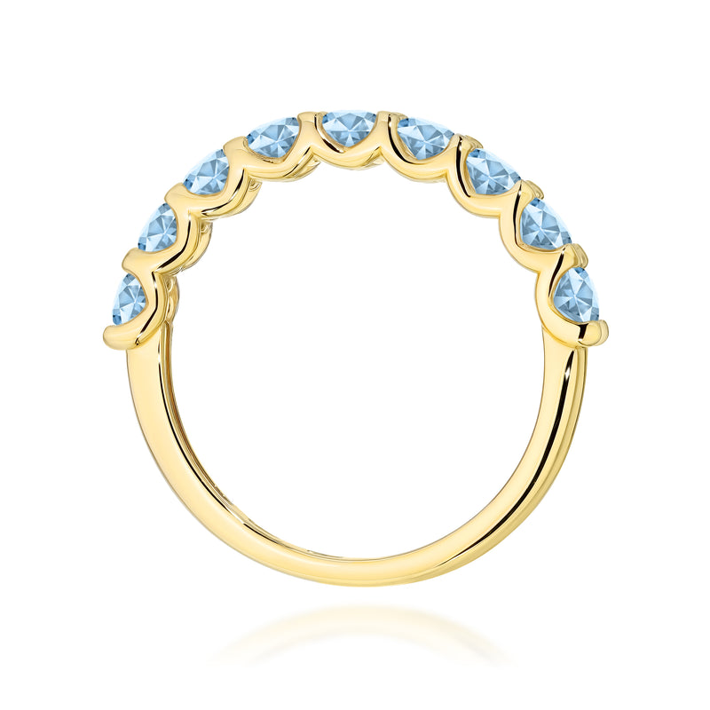 Inel Aur 14K cu Diamante Albastre de Laborator 0.90 ct, imaginea 3 din 12