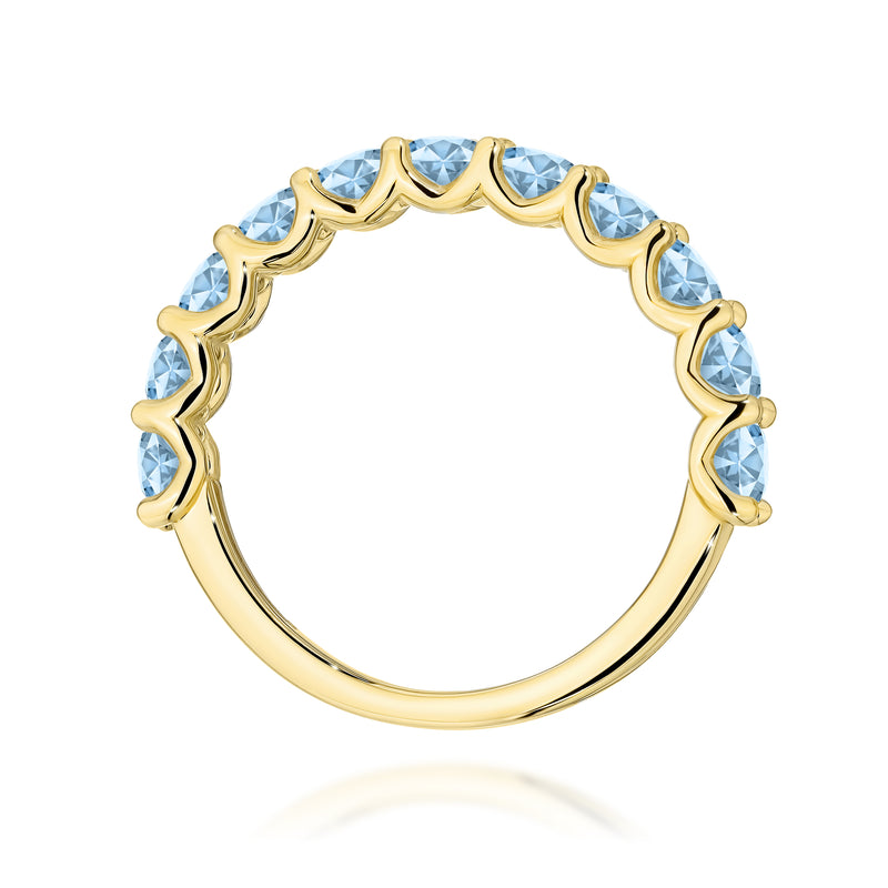 Inel Aur 14K cu Diamante Albastre de Laborator 1.10 ct, imaginea 3 din 12