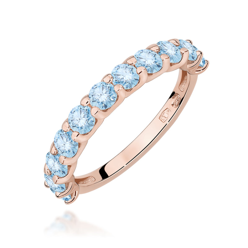 Inel Aur 14K cu Diamante Albastre de Laborator 1.10 ct, imaginea 5 din 12