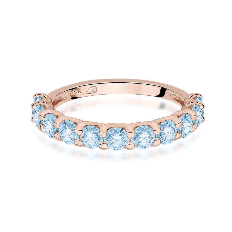 Inel Aur 14K cu Diamante Albastre de Laborator 1.10 ct, imaginea 6 din 12