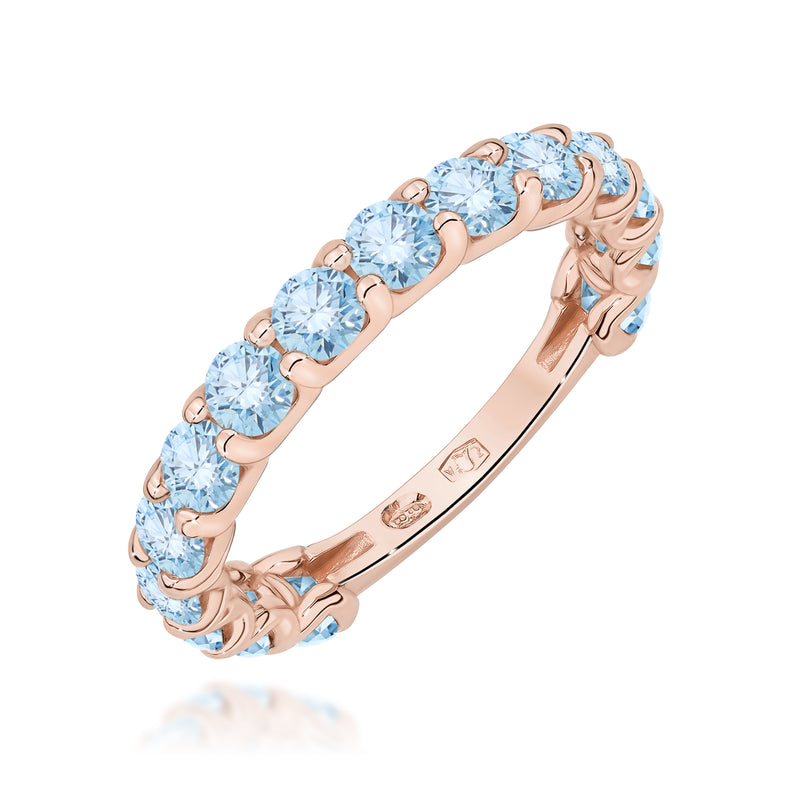 Inel Aur 14K cu Diamante Albastre de Laborator 1.50 ct, imaginea 5 din 12