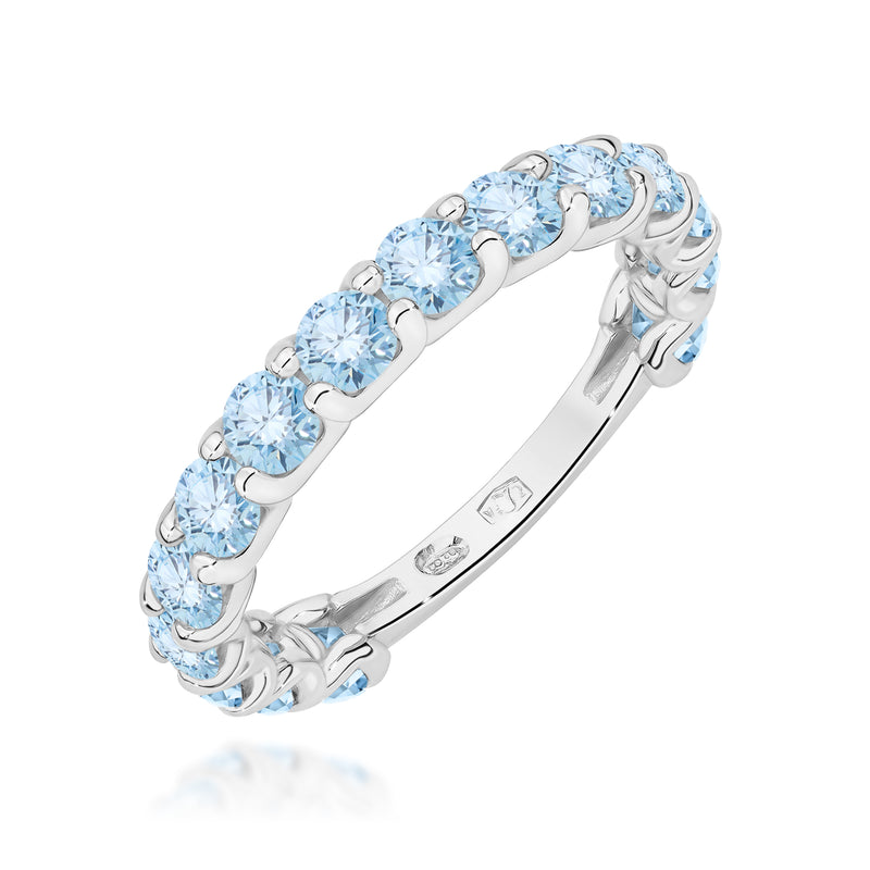 Inel Aur 14K cu Diamante Albastre de Laborator 1.50 ct, imaginea 9 din 12