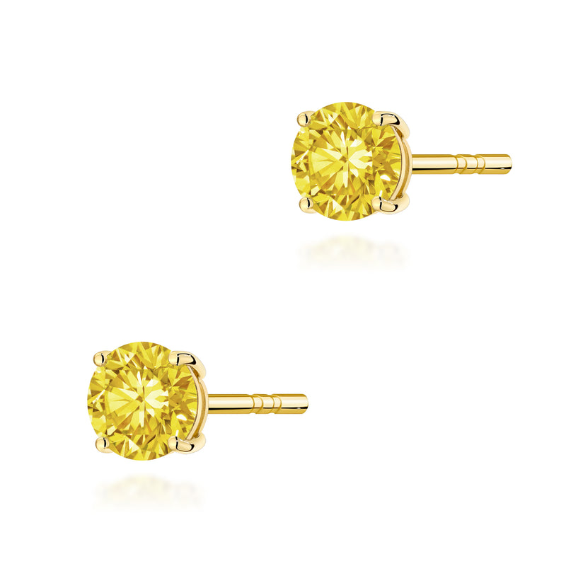 Cercei Aur 14K cu Diamant Galben de Laborator 0.50 ct — Aur galben