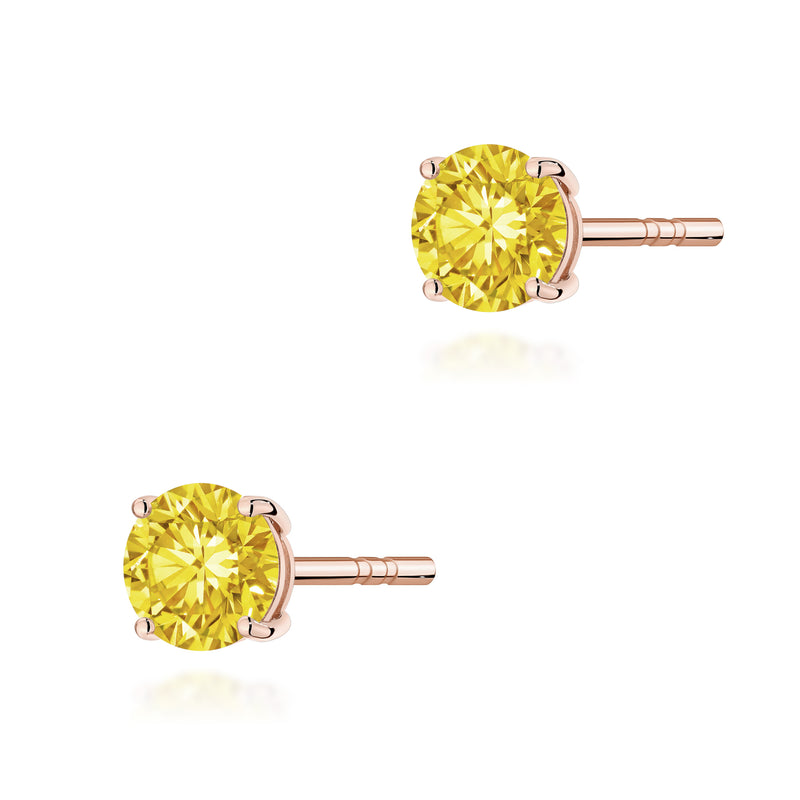 Cercei Aur 14K cu Diamant Galben de Laborator 0.50 ct, imaginea 4 din 9