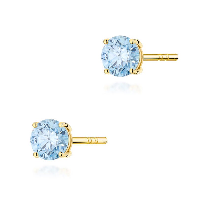 Cercei Aur 14K cu Diamant Albastru de Laborator 0.50 ct — Aur galben