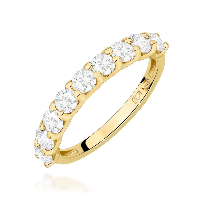 Inel Aur 9K cu Diamante Naturale 0.90 ct — Aur galben