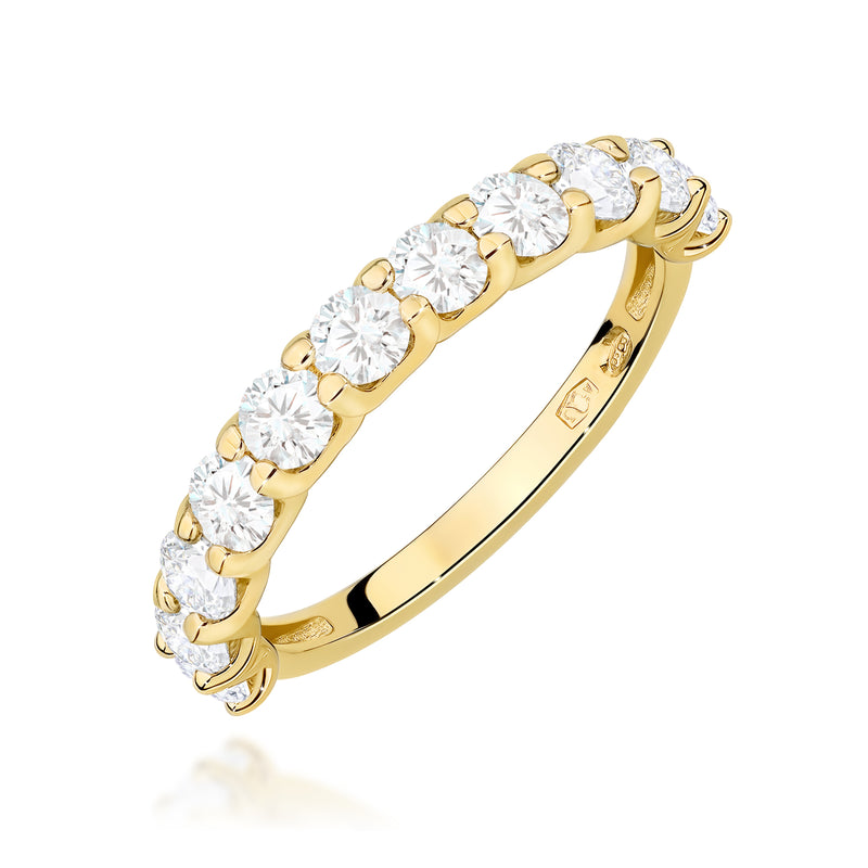 Inel Aur 9K cu Diamante Naturale 1.10 ct — Aur galben