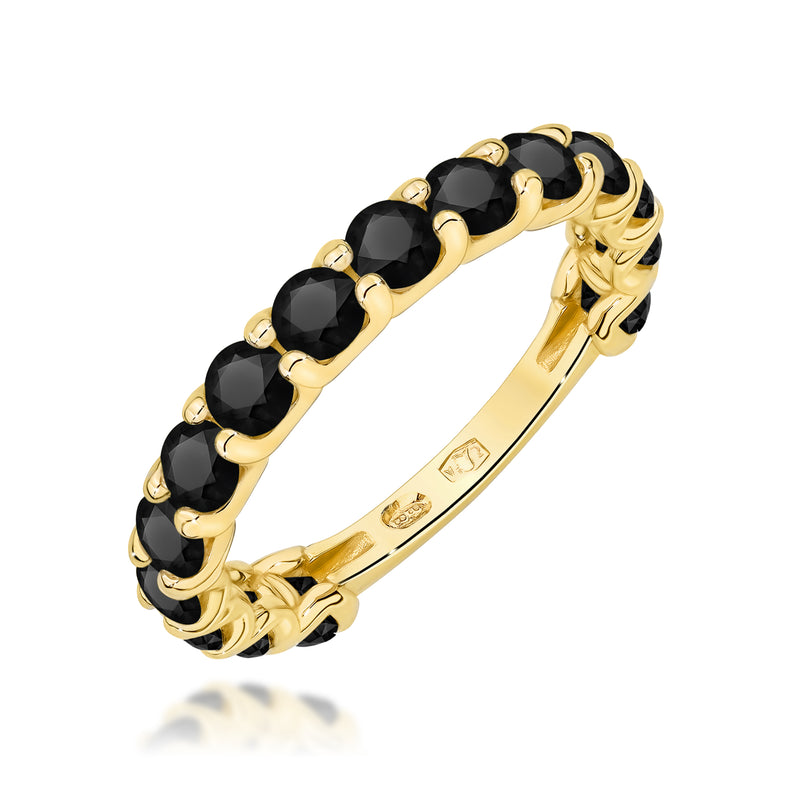 Inel Aur 9K cu Diamante Naturale Negre 1.80 ct — Aur galben