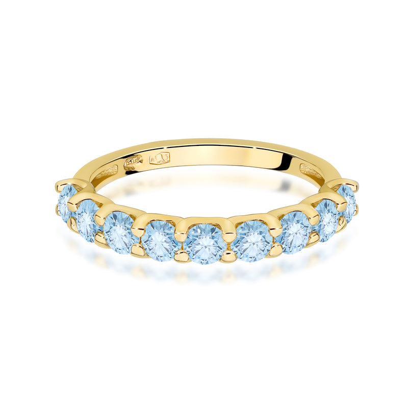 Inel Aur 9K cu Diamante Albastre de Laborator 0.90 ct, imaginea 2 din 8